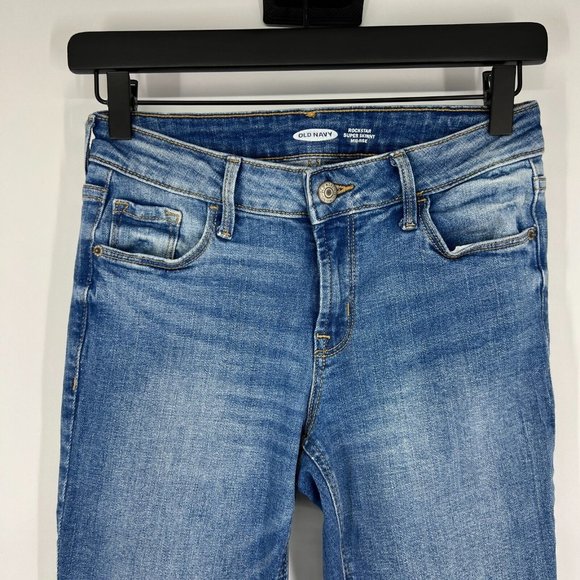Old Navy Rockstar Jeans Mid Rise Super Skinny Blue Denim - Picture 3 of 11